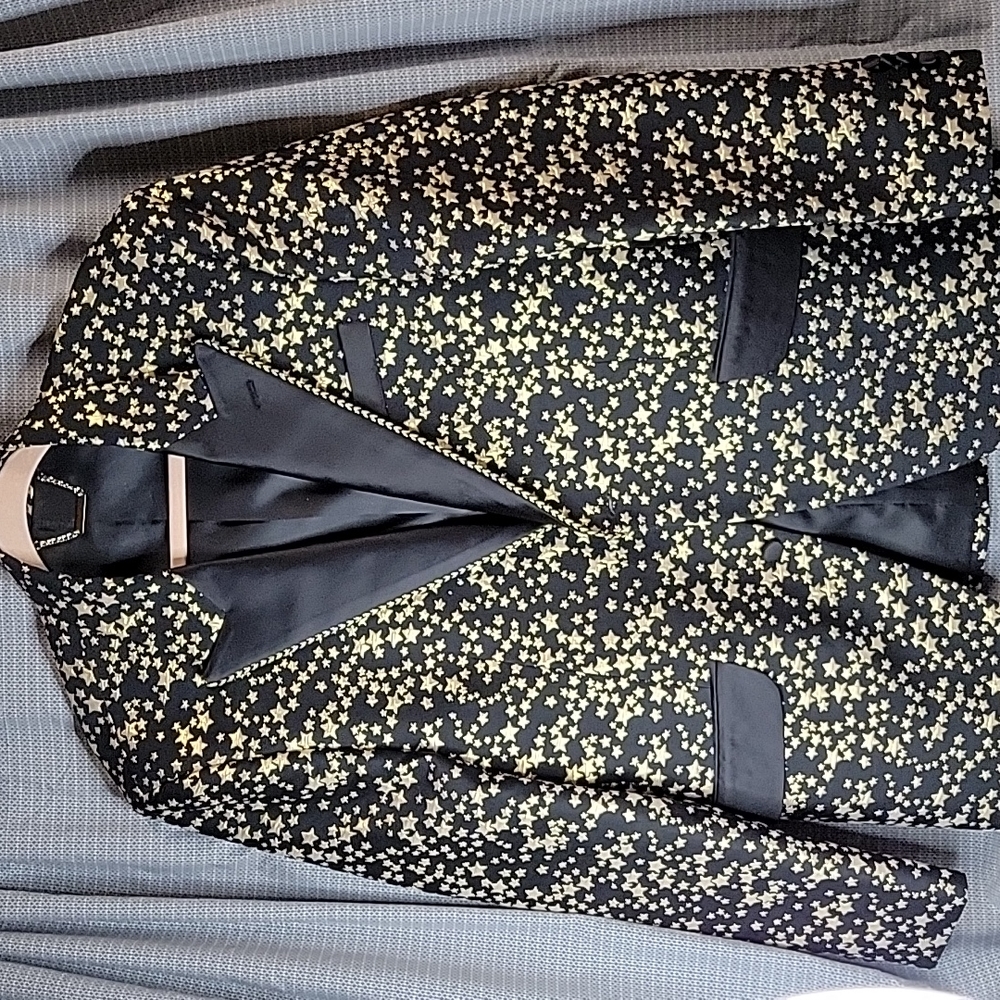 Men's Black and Gold Star Pattern Blazer